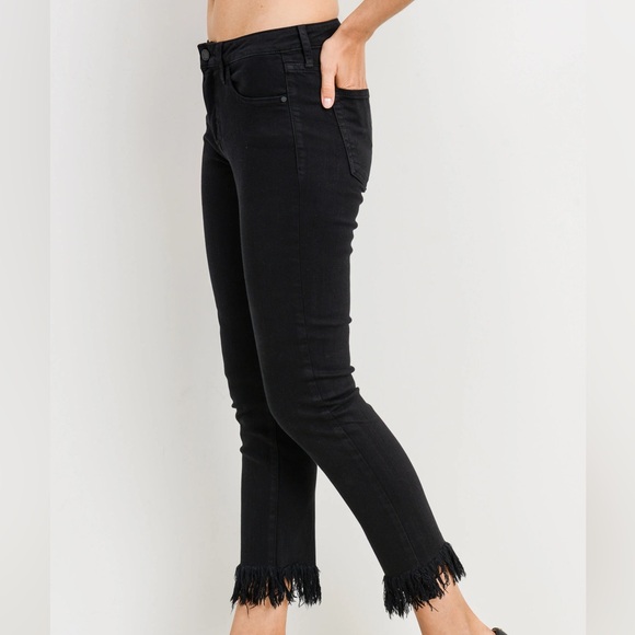 Just Black Denim - 🖤 Just Black Denim Fringe Ankle Skinny Jeans – Black – Size 29 – Made in USA